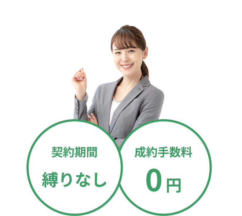 契約期間縛りなし、制約手数料0円